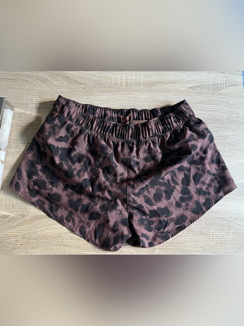 Brown Black Leopard Print Athletic Shorts size M - Picture 9 of 14